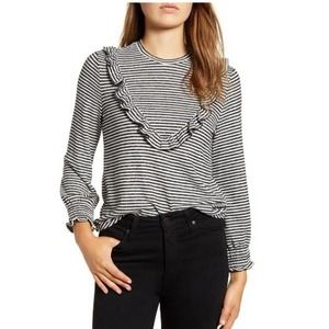 Lucky Brand Ruffle Stripe Cloud Jersey Top XL